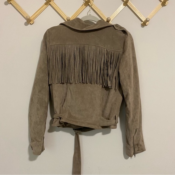 Moon River Faux Suede Fringe Moto Jacket size Small - Picture 10 of 12